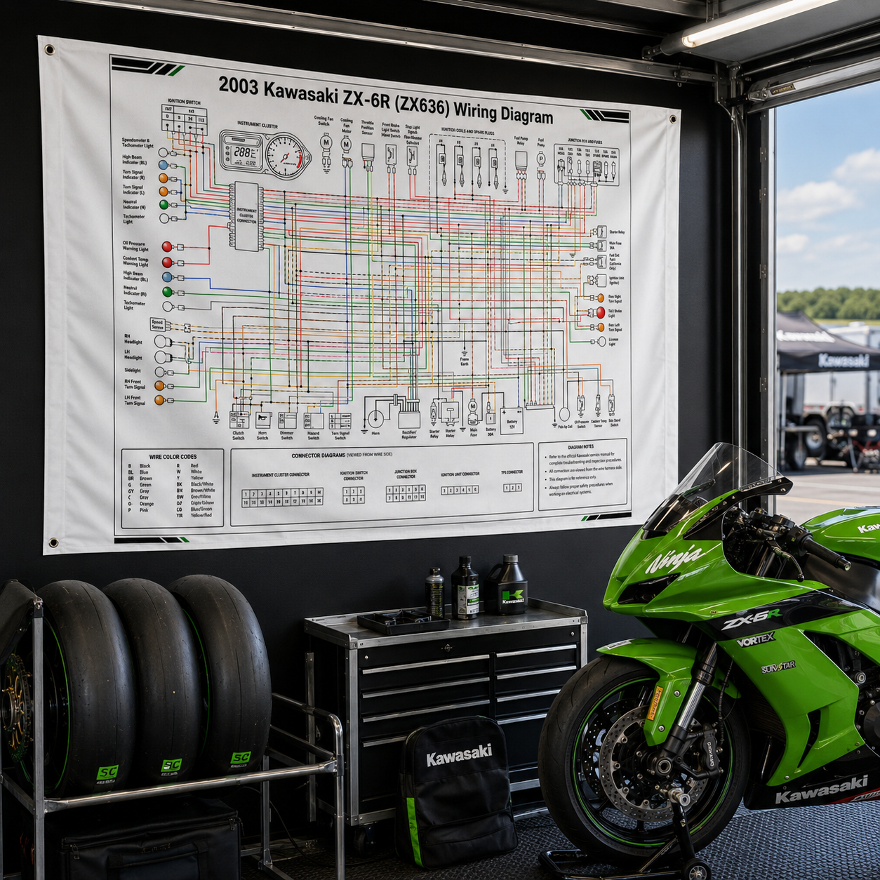 2003/04 ZX636 Wiring Diagram Garage Flag